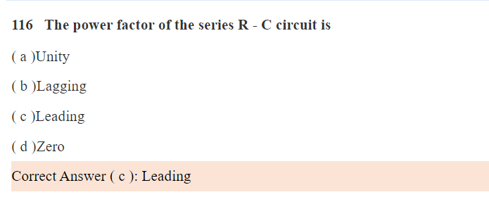 AC Circuit MCQs